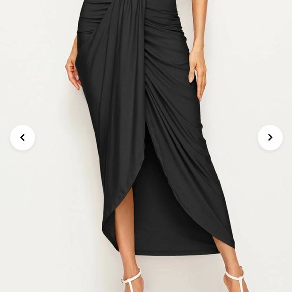 Black Tie Front Maxi Skirt - Picture 3 of 4